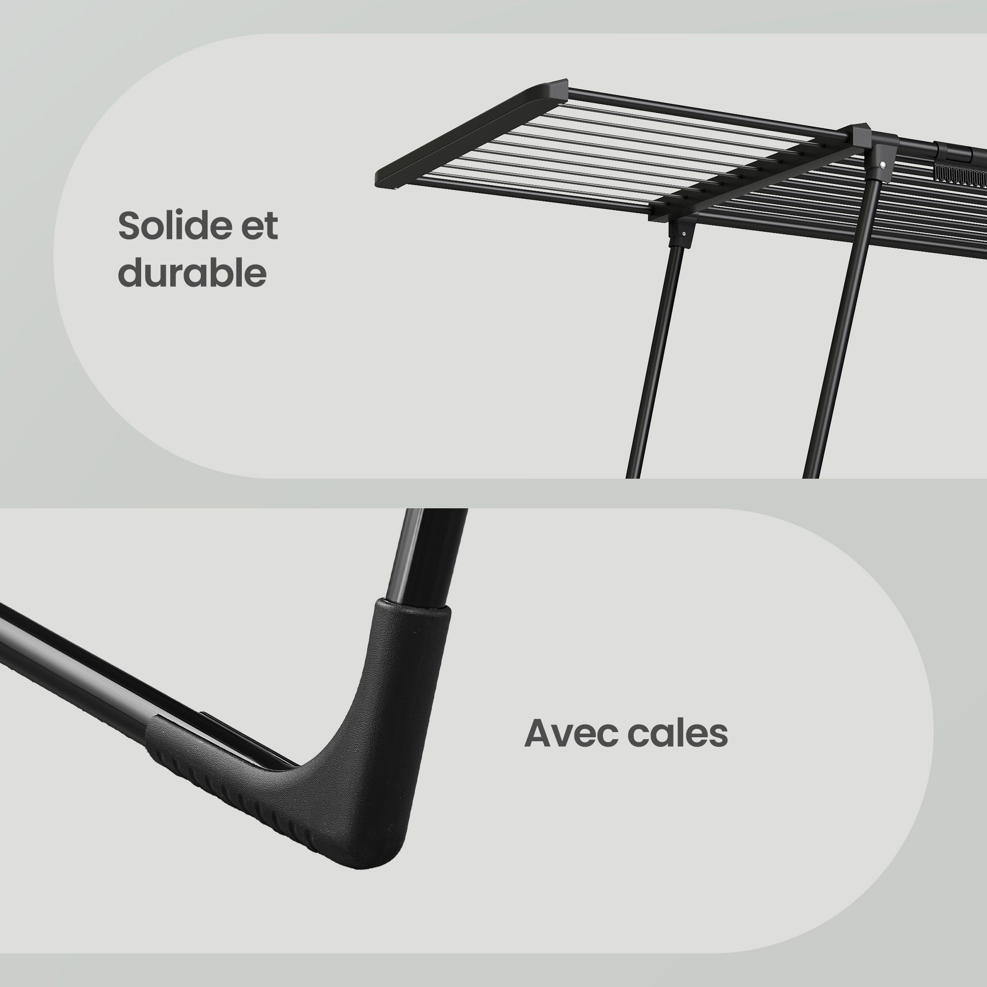 Étendoir à Linge Pliable, Support Extensible avec Porte-chaussettes, 22 m d’Étendage, Noir - 7