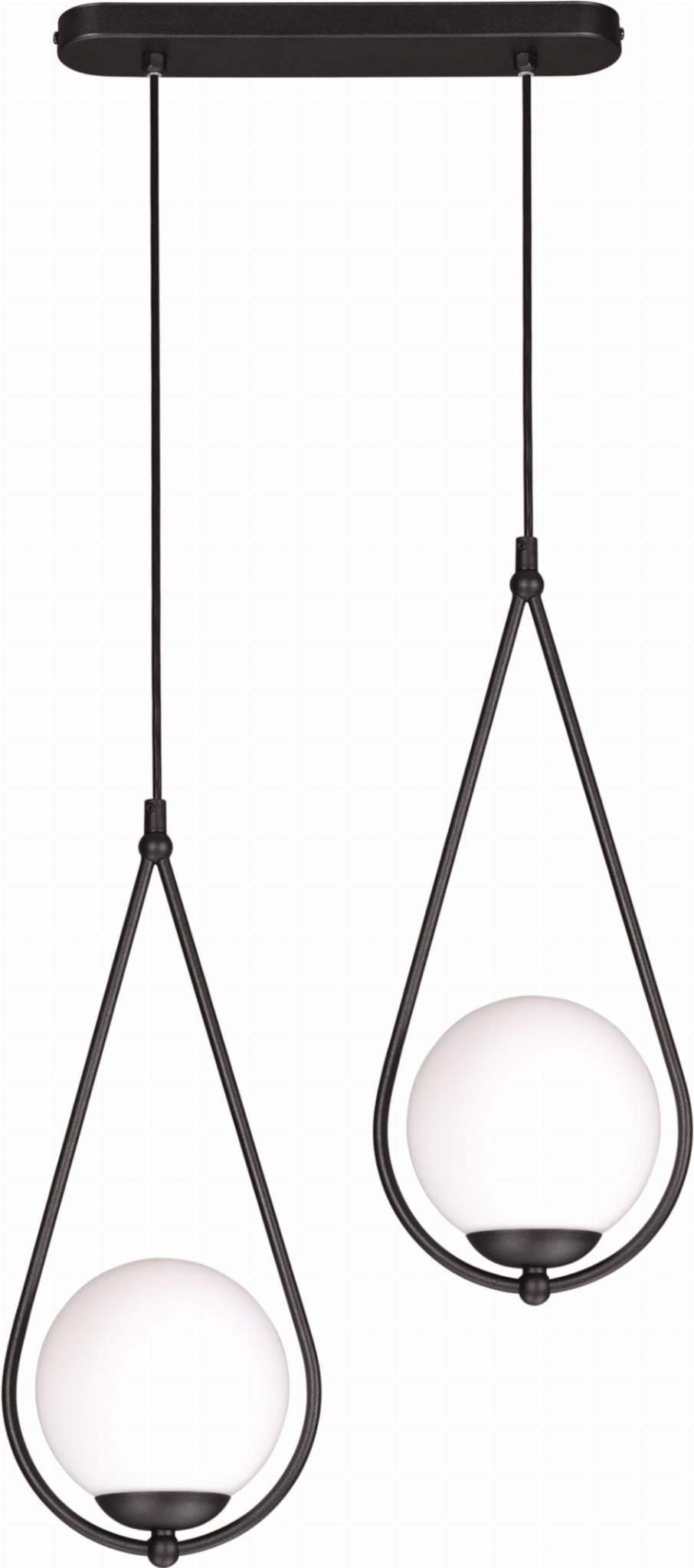 Lampa sufitowa wisząca Neve czarno-biała 2xE27x60W nowoczesna wym: 90 x 38 x 18 cm szkło Kaja