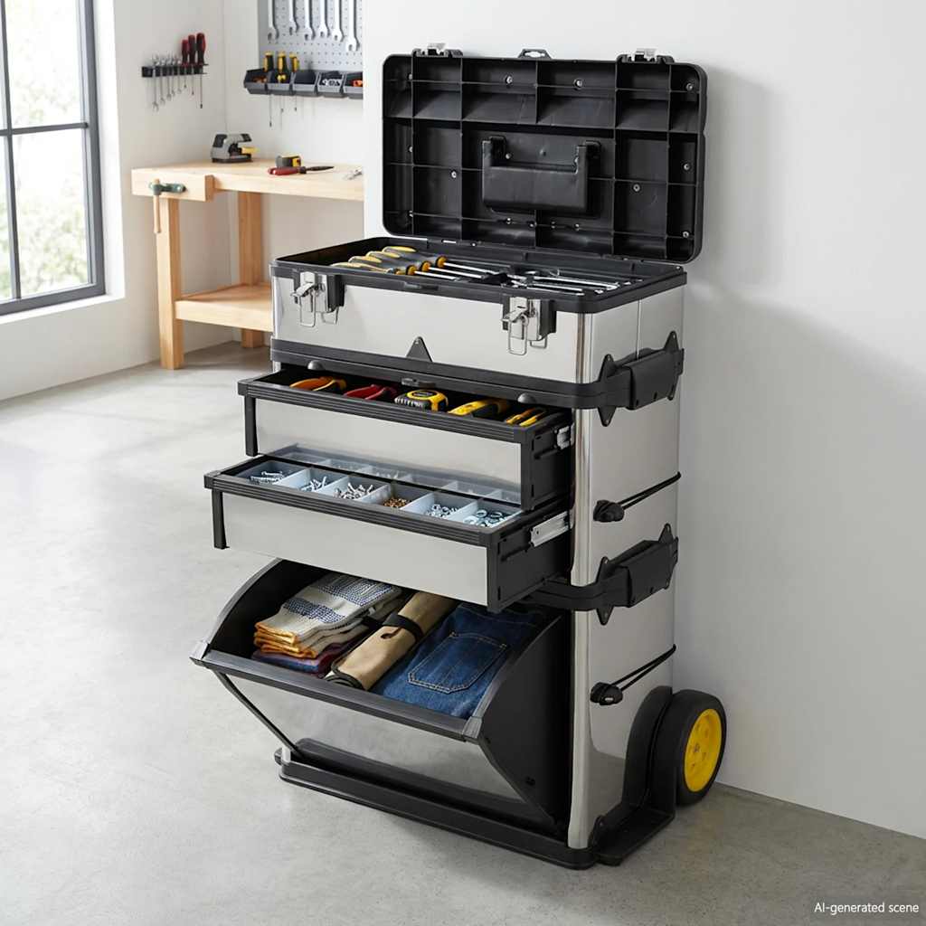 Vidaxl Caja De Herramientas De 3 Partes Plateado , Leroy Merlin