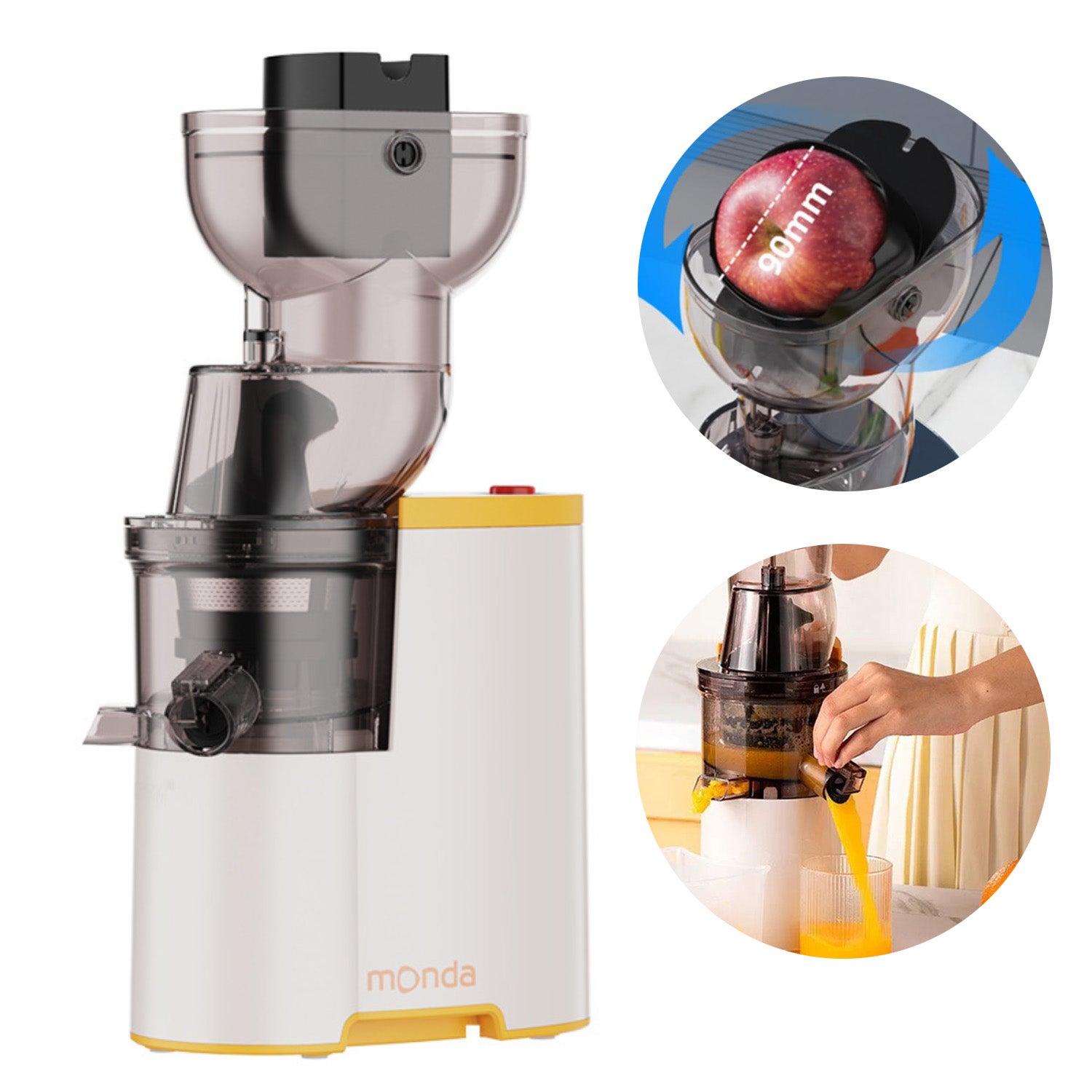 Extracteur De Jus à Froid WETIE - Goulotte XXL 120mm, Rendement 99% - Moteur 250W, Facile à Nettoyer - Inclut 2 Verres - 10