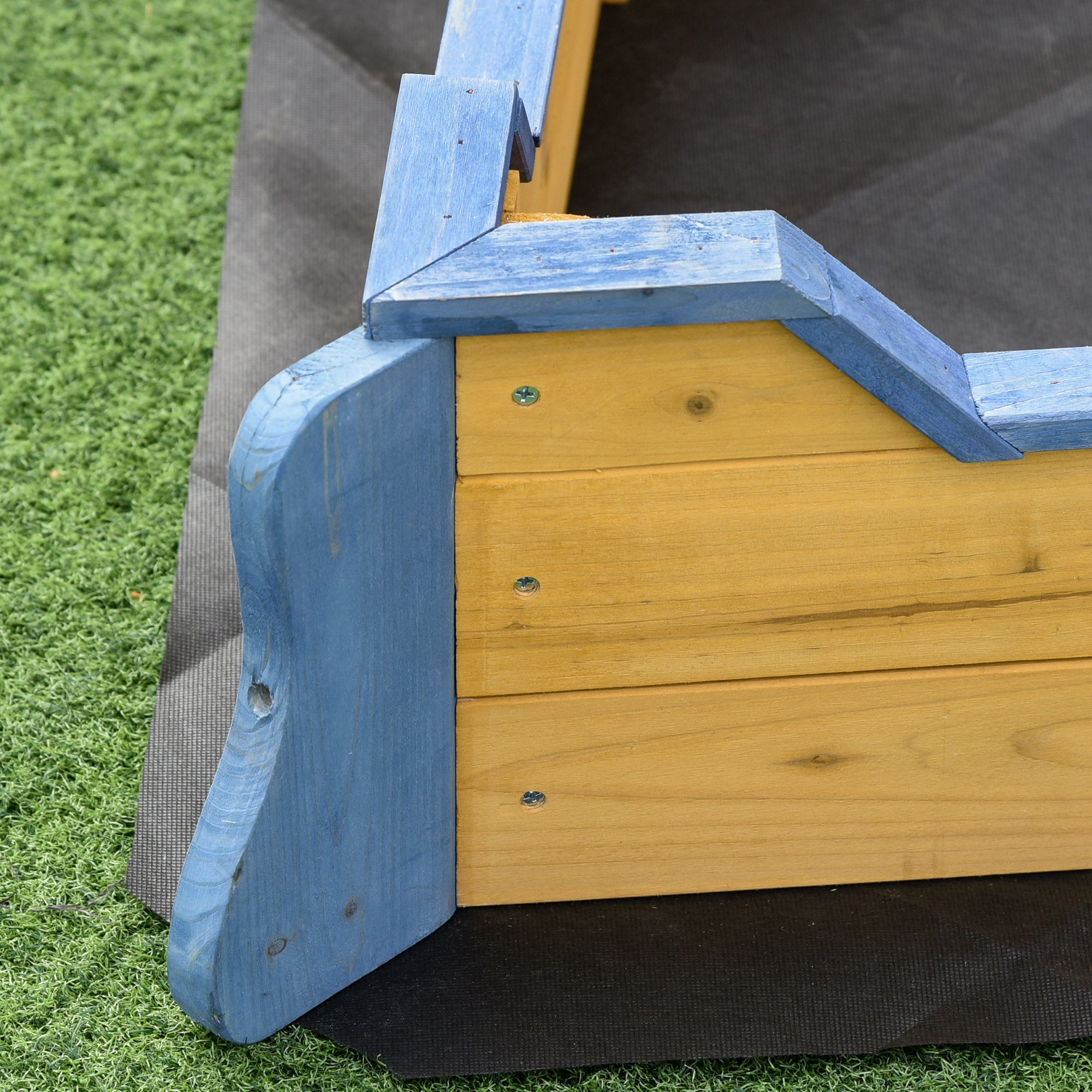 Caixa de Areia Infantil Outsunny Madeira Natural Madeira de Abeto e PP 158x78x45.5cm - 4