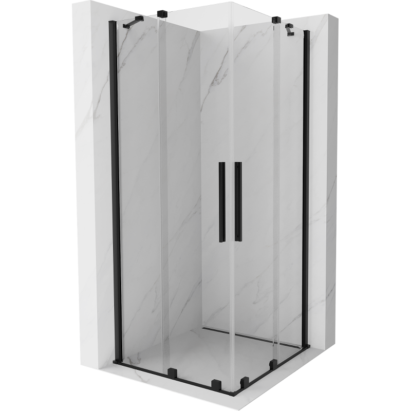 Mexen Velar Duo kabina prysznicowa rozsuwana 80 x 80 cm, transparent, czarna - 871-080-080-02-70