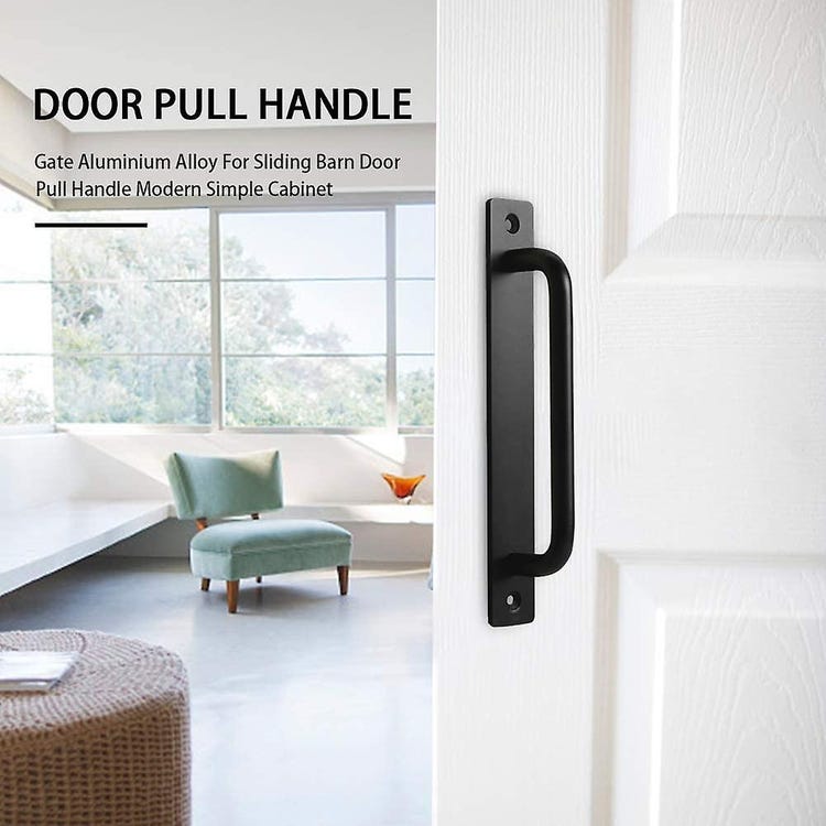 Poignée de porte de grange, poignée de porte de grange coulissante parfaite incluse 2 vis - noir, 150 mm - 2