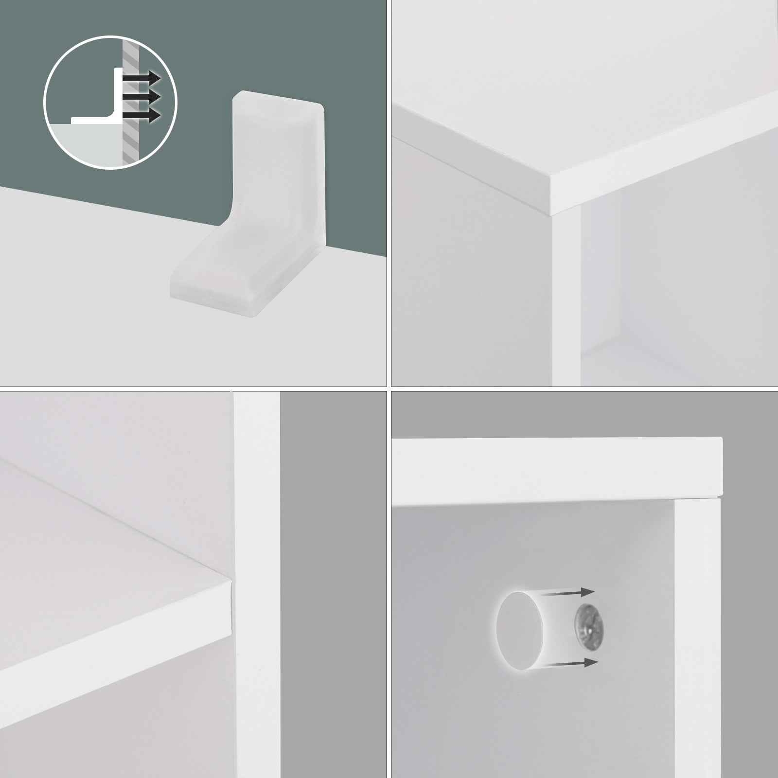 Bibliothèque à 8 casiers en bois Étagère de Rangement Armoire Maison Bureau Blanche - 4