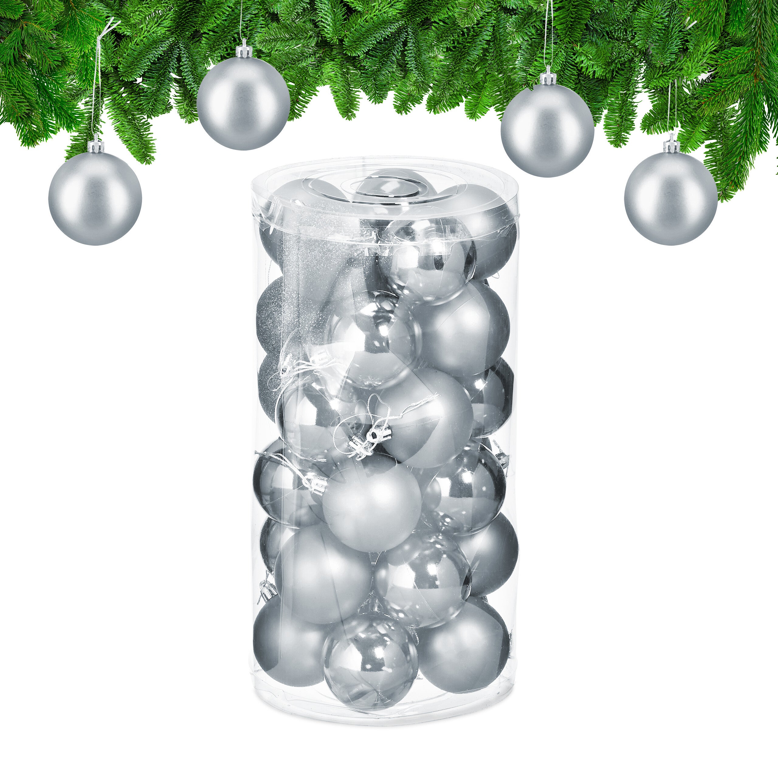30 Palline Di Natale Infrangibili 6 Cm – Decorazioni Per Albero In Plastica Con Effetti Luminosi E Glitter, Set Da 30 Pezzi Per Feste E Addobbi (Blu)