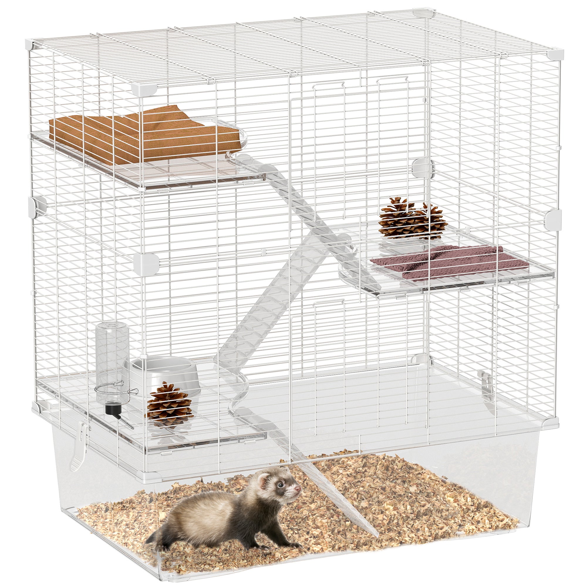 Merlin Cage PawHut Cage pour animaux en acier, PET blanc 73x47x80 cm | Leroy Merlin