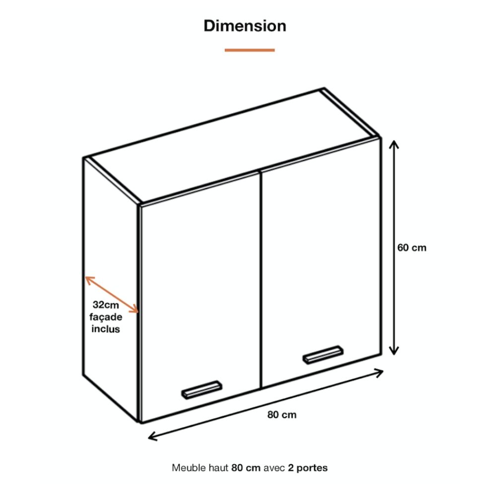 Cuisineandcie - Meuble haut de cuisine Eco Blanc Brillant 2 portes L 80 cm - 2