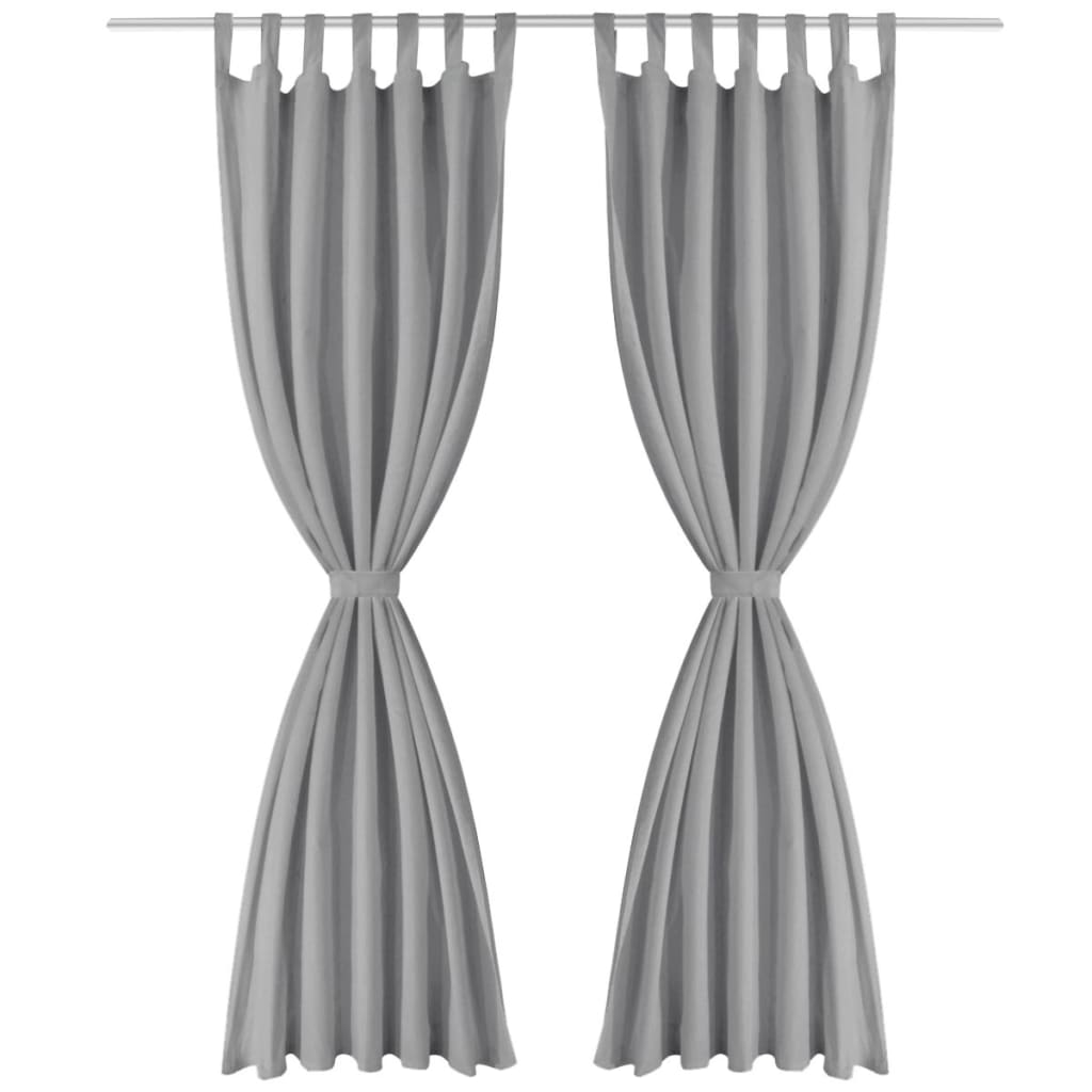 Cortinas de micro-raso con bucles 2 unidades 140x225 cm gris