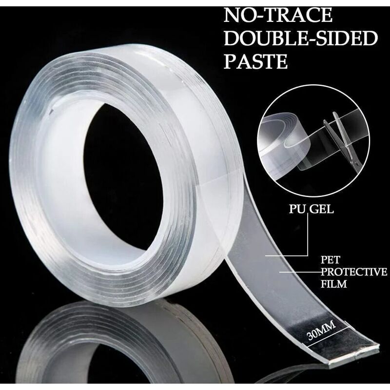 5m nano ruban adhésif double face salle de bain cuisine robinet gel autocollant non marquant ruban étanche - 2