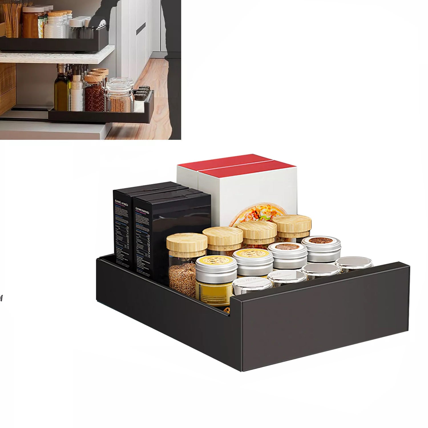 Étagères coulissantes adhésives réglables for armoires de cuisine, organisateur d'armoire coulissante extensible, étagères coulissantes robustes for garde-manger for cuisine, salon (Size : 30x43x7cm