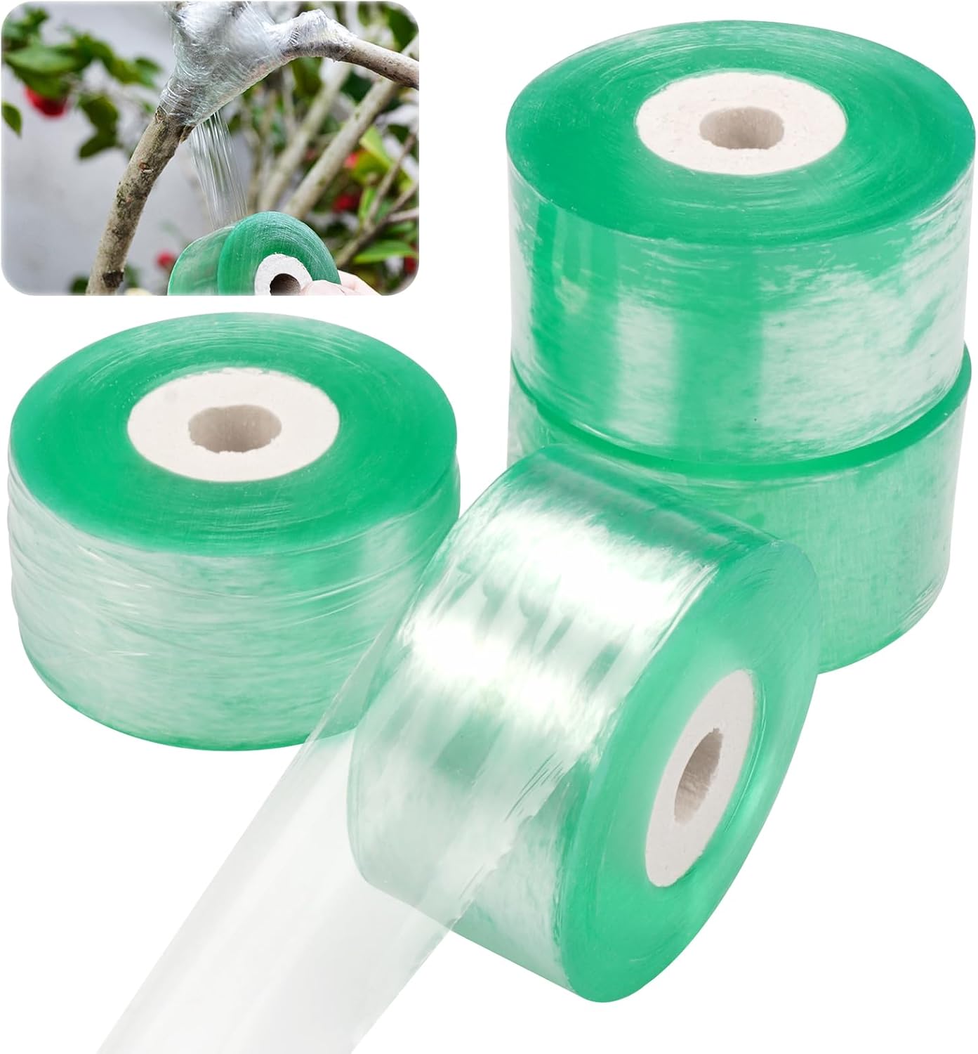 4 sztuki taśmy do szczepienia, 100 m × 3 cm przezroczysta taśma do szczepienia, rolki taśmy do szczepienia, biodegradowalna taśma do szczepienia, samo