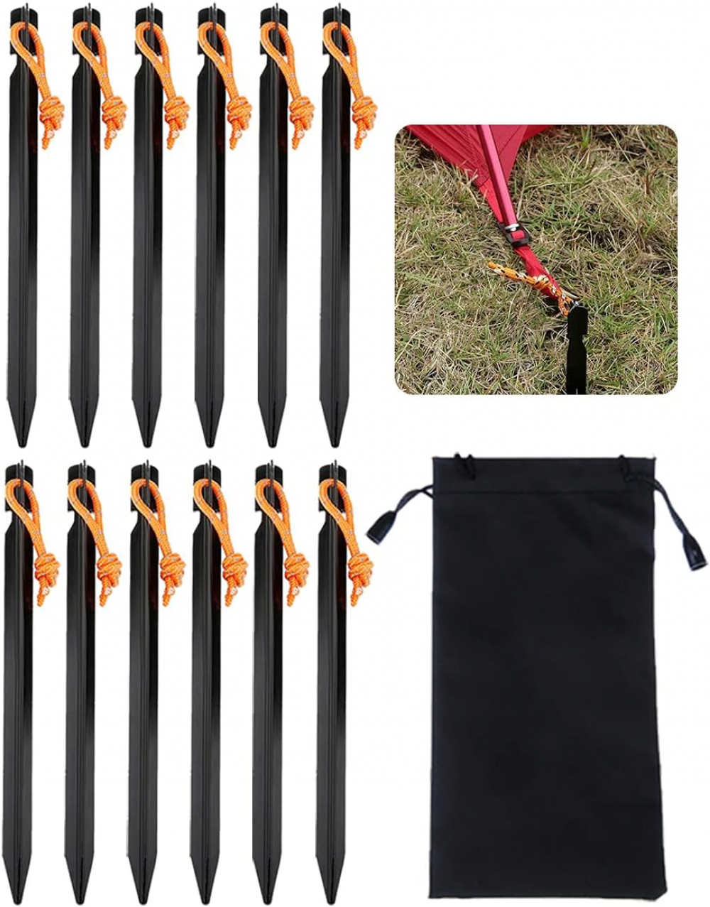 12 Picchetti Per Tenda In Lega Di Alluminio – 18 Cm – Pioli Da Campeggio Con Gancio – Antiruggine