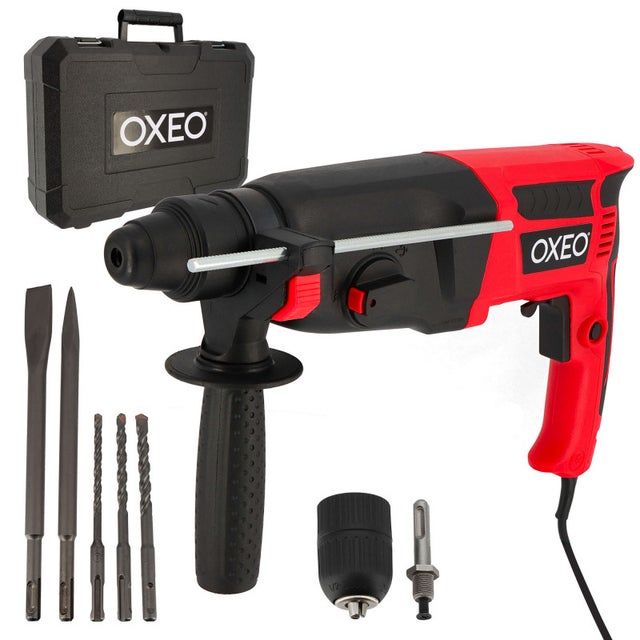 Marteau Perforateur SDS-Plus 800w - 3 joules – Avec mandrin auto-serrant - 3 Forets 6,8 et 10mm, 2 Burins et Boîte Inclus