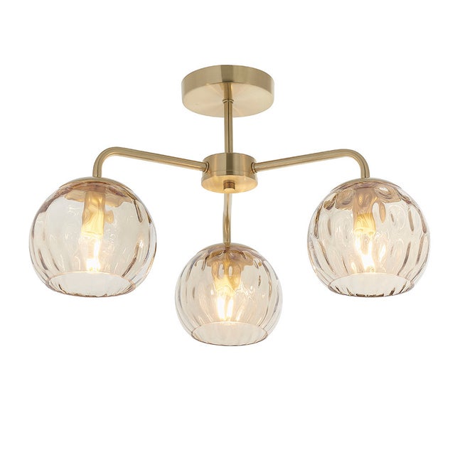 Lampa sufitowa satynowa mosiężna szampańskie okrągłe klosze 3xE14 25W DIMPLE Endon