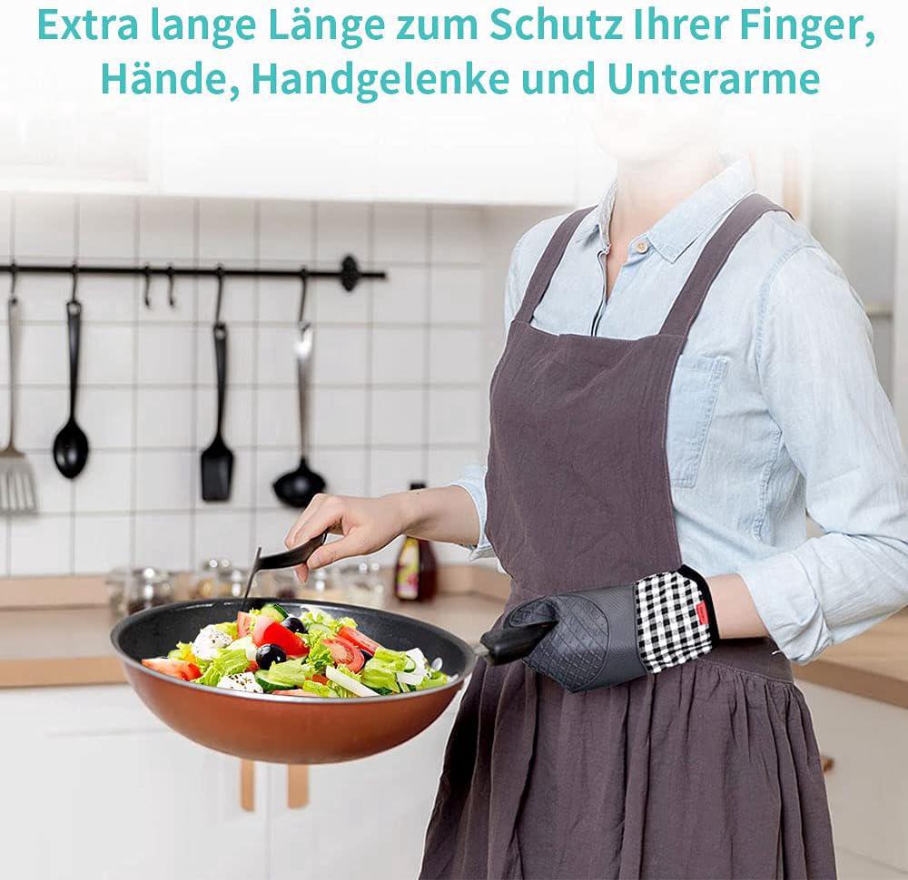 Gants de Four, Gants de Four antidérapants résistants à la Chaleur en Silicone, Maniques pour Griller et Cuisiner (Gris) - 4