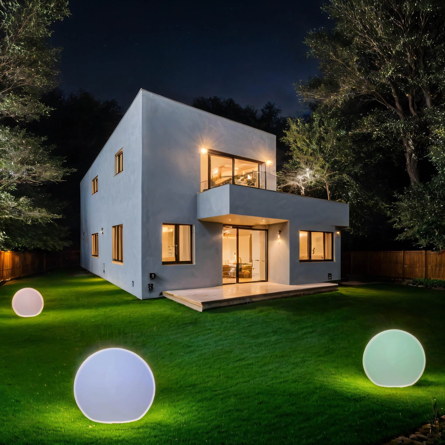 Lampe boule solaire LED + changeur de couleur RGBW + variateur + télécommande Ø 50 cm Blanc IP65 Lampe de jardin Terrasse Lampe de jardin - 3