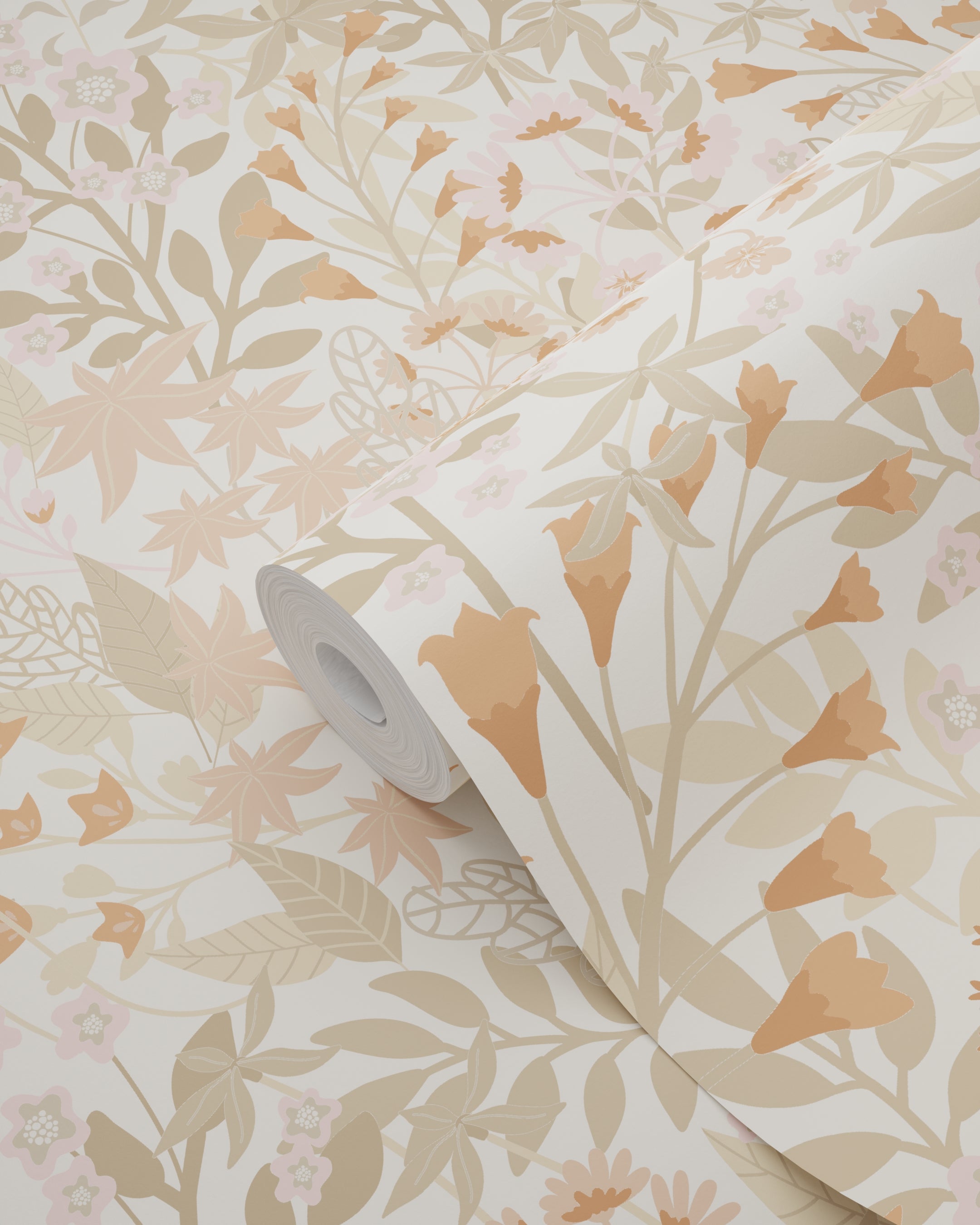 Papier peint fleurs des champs terracotta et vert grisé - 50 x 900 cm - ESTAhome - 9