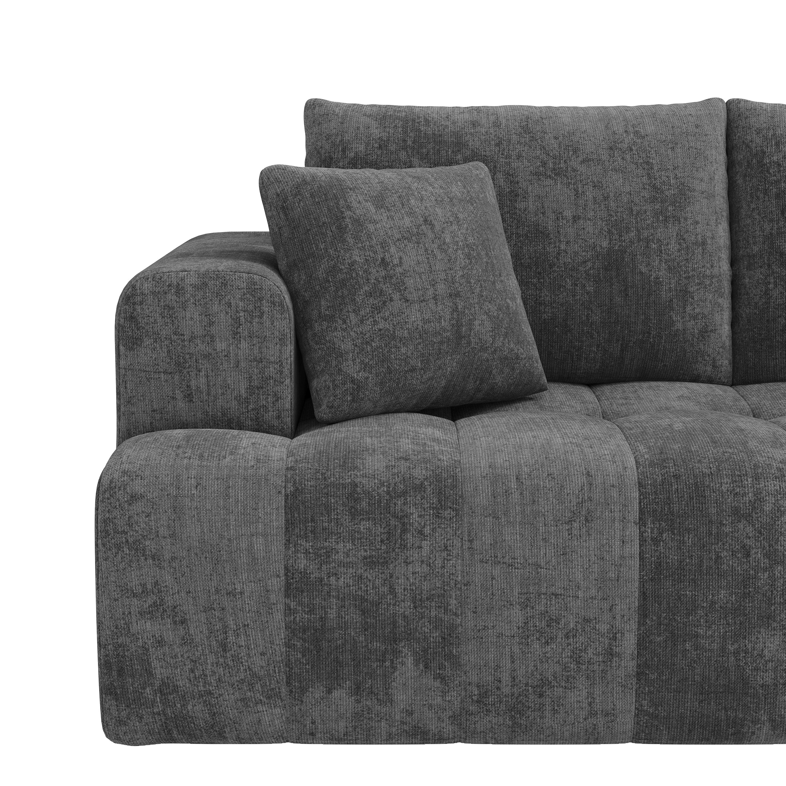 Canapé d'angle modulaire en L 244.5x136x79cm, canapé nuage, tissu chenille confortable, combinable librement,sans montage, gris - 8