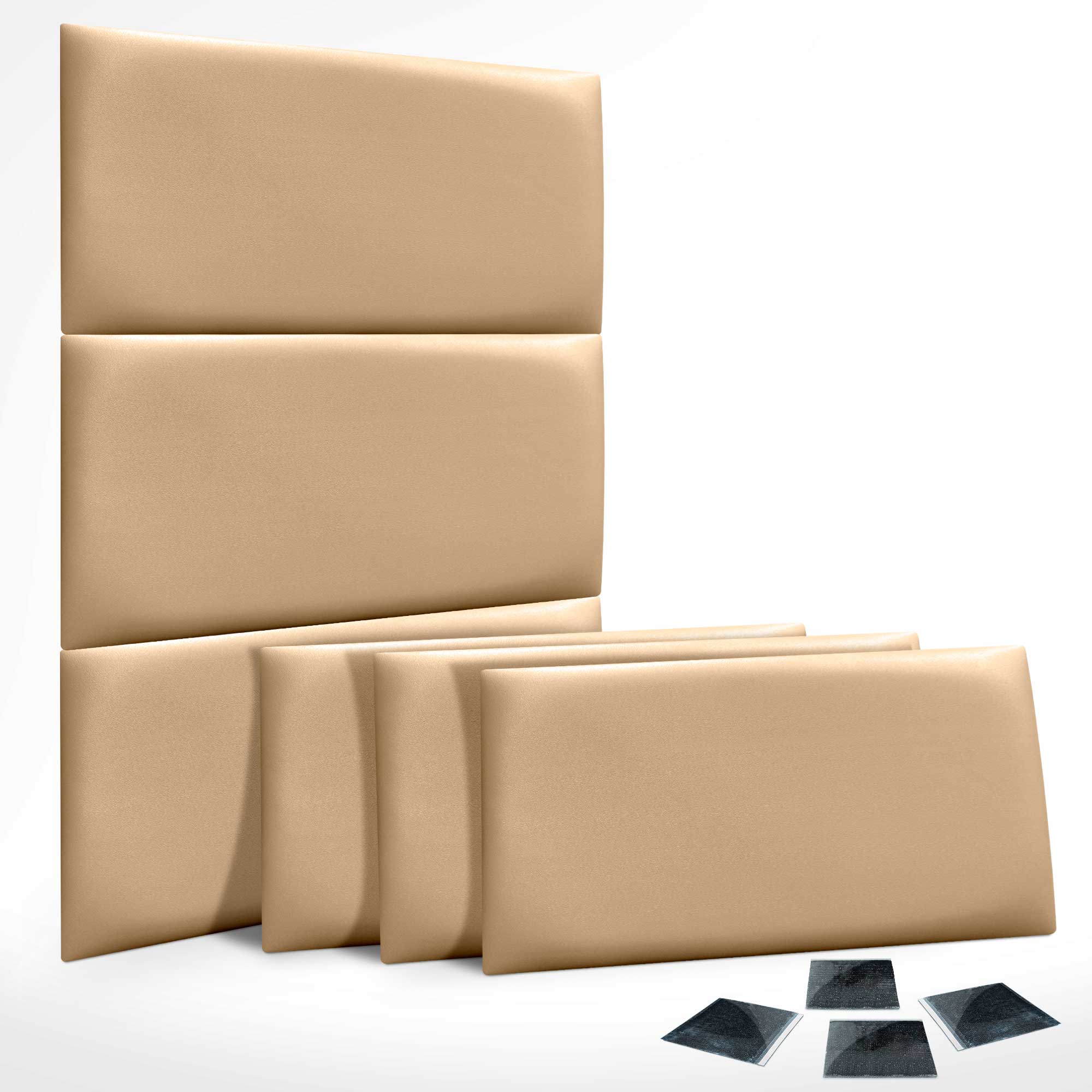 Têtes De Lit Jumelles Rembourrées Auto-adhésives - 6 Panneaux 3D En Simili Cuir Noir, Neuf