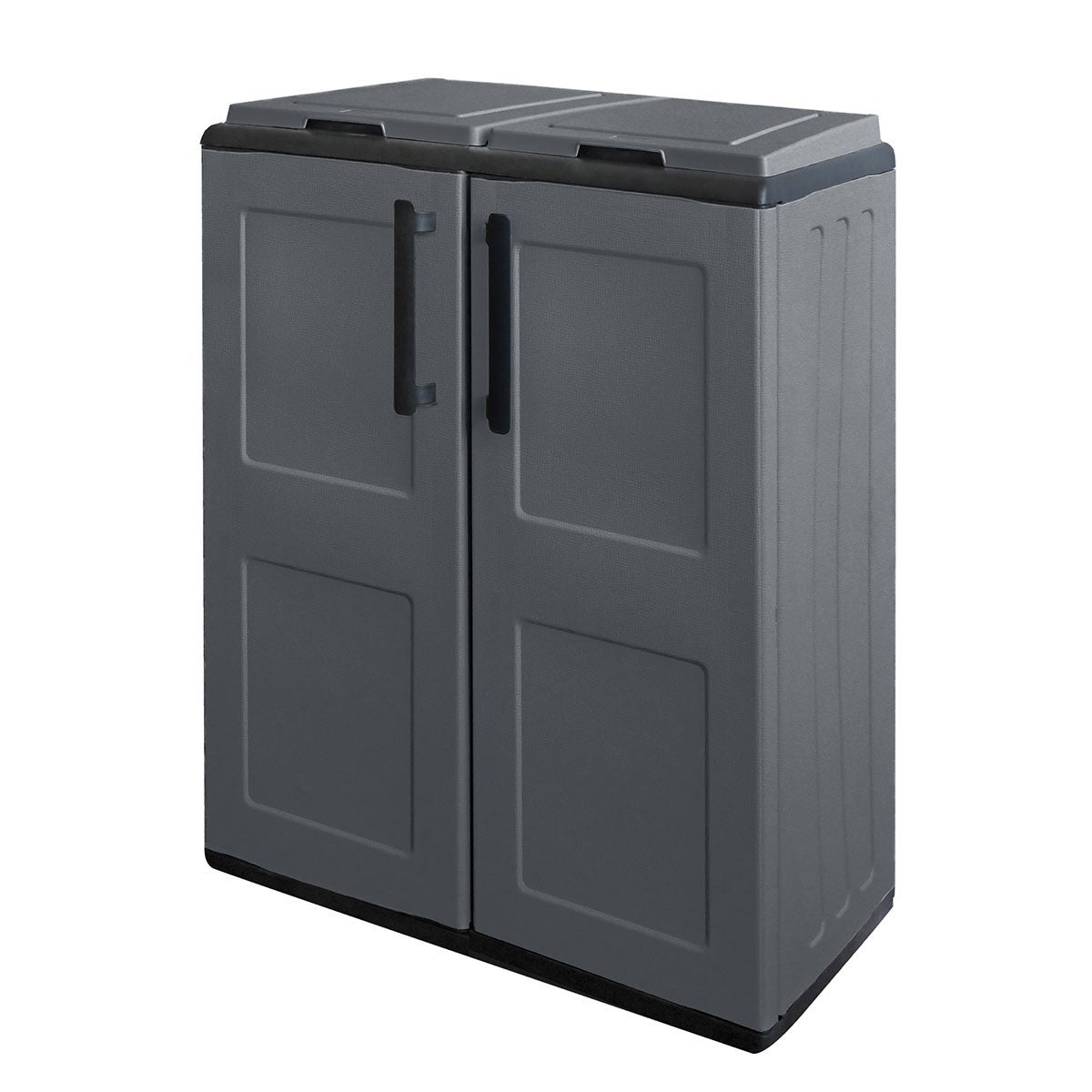 Cache Poubelles de tri Selectif 2 Sacs Meuble mi- hauteur Dim 68 x 37 x 84cm 2 Anneaux de support de sac 2 Portes Art Plast - 3