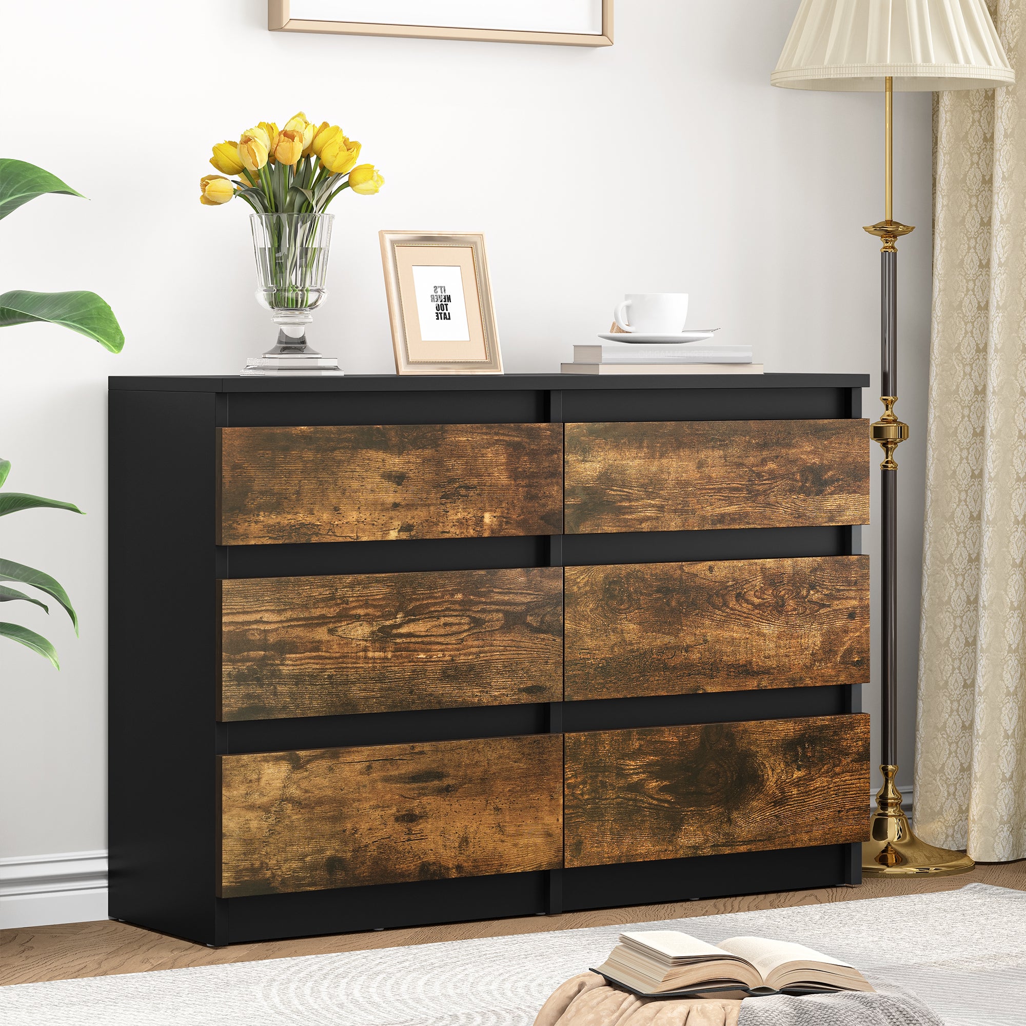 Cassettiera doppia in legno con 6 cassetti 157x100 AIKA | LUFE
