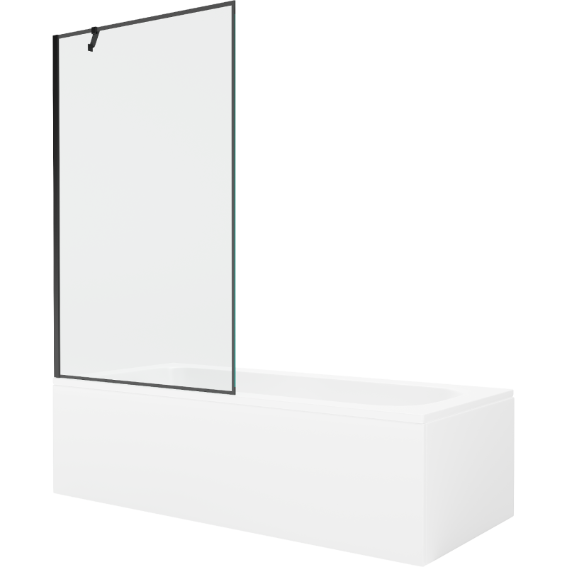 Mexen Vega wanna prostokątna 180 x 80 cm z obudową i parawanem 1-skrzydłowym 100 cm, czarny wzór - 550118080X9510007070