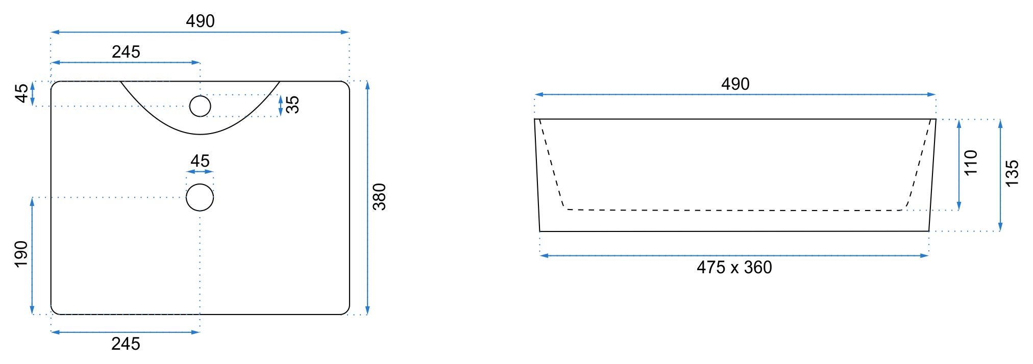 VASQUE À POSER REA KELLY WHITE 49X38X13,5CM - 5