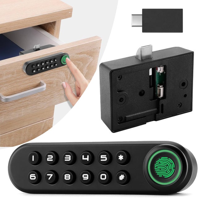 Serrure d'armoire à empreinte digitale, serrure biométrique intelligente avec mot de passe et clé USB, tiroir de rangement dissimulé sans clé, sé