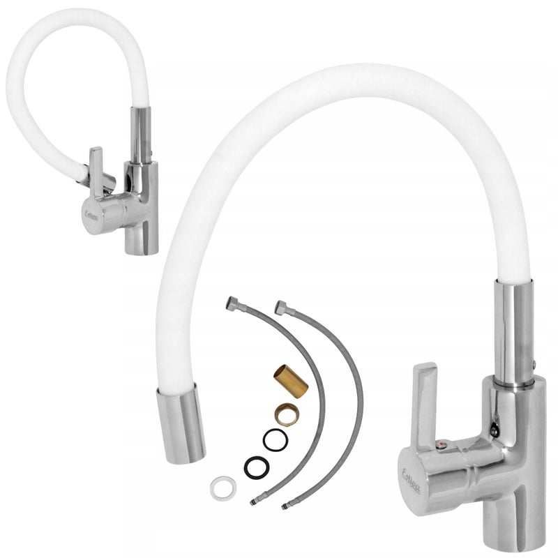 Bateria kuchenna Estiva Onda biała wylewka elastyczna