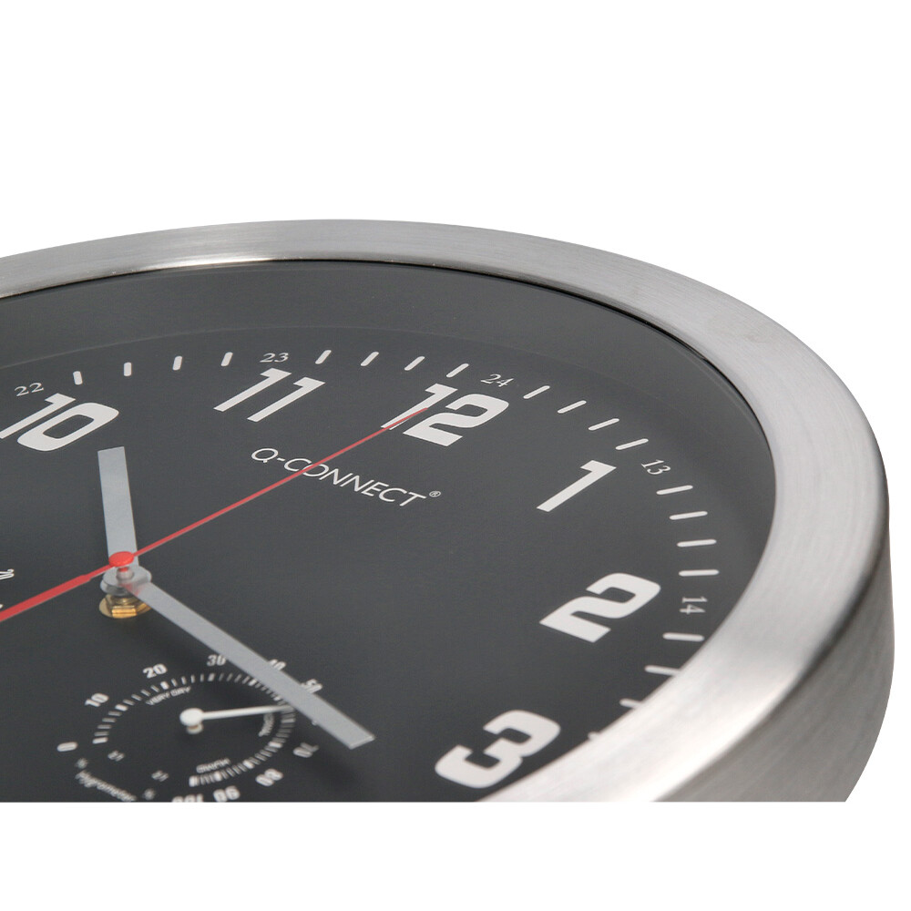 Q-connect horloge murale - Métallique - Diamètre 35 cm - Noir - 5