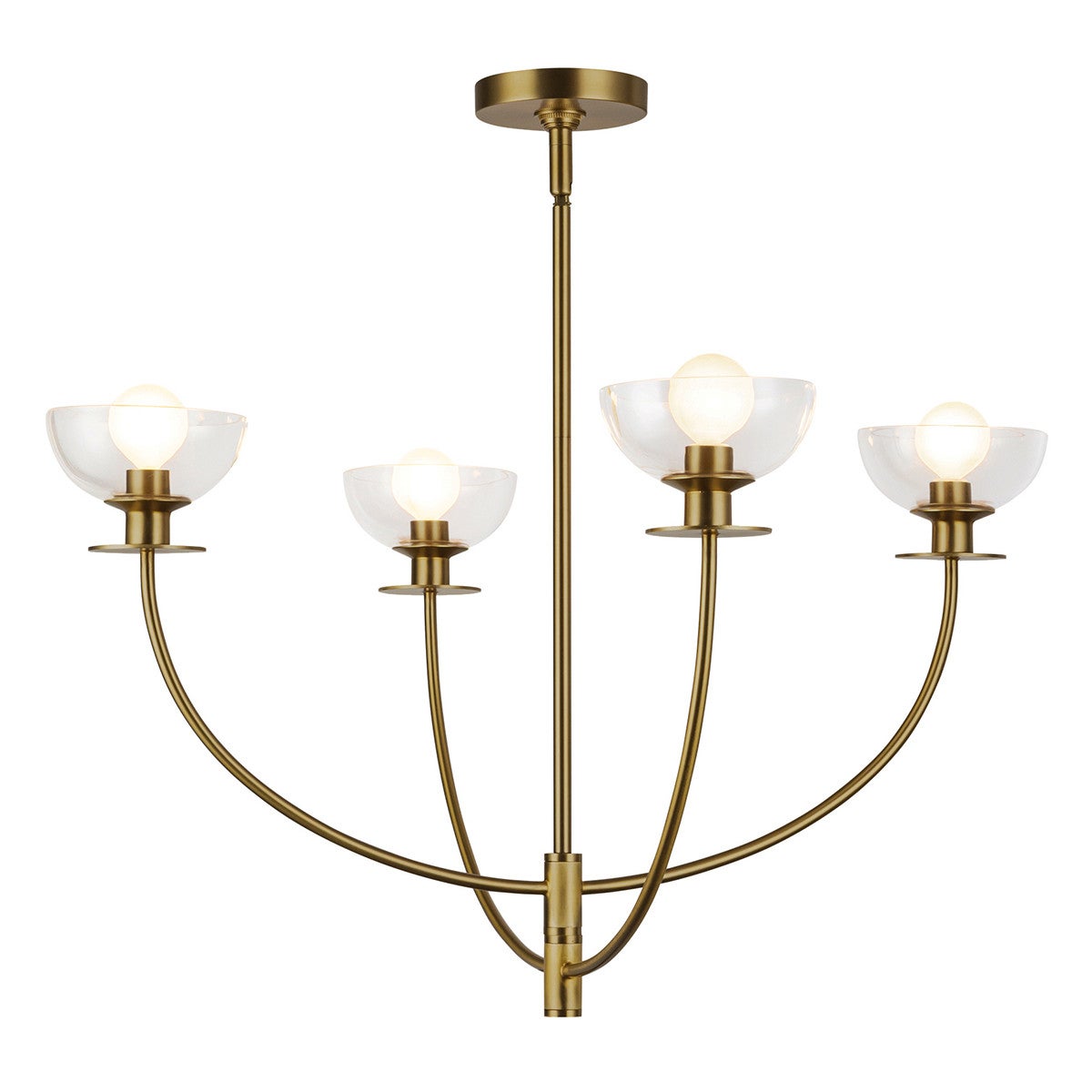 Lampa wisząca Sylvia szczotkowany złoto-przezroczysty 4xE14x40W industrialna wym: 129,4 x 67,3 x 67,3 cm metal Alora Mood
