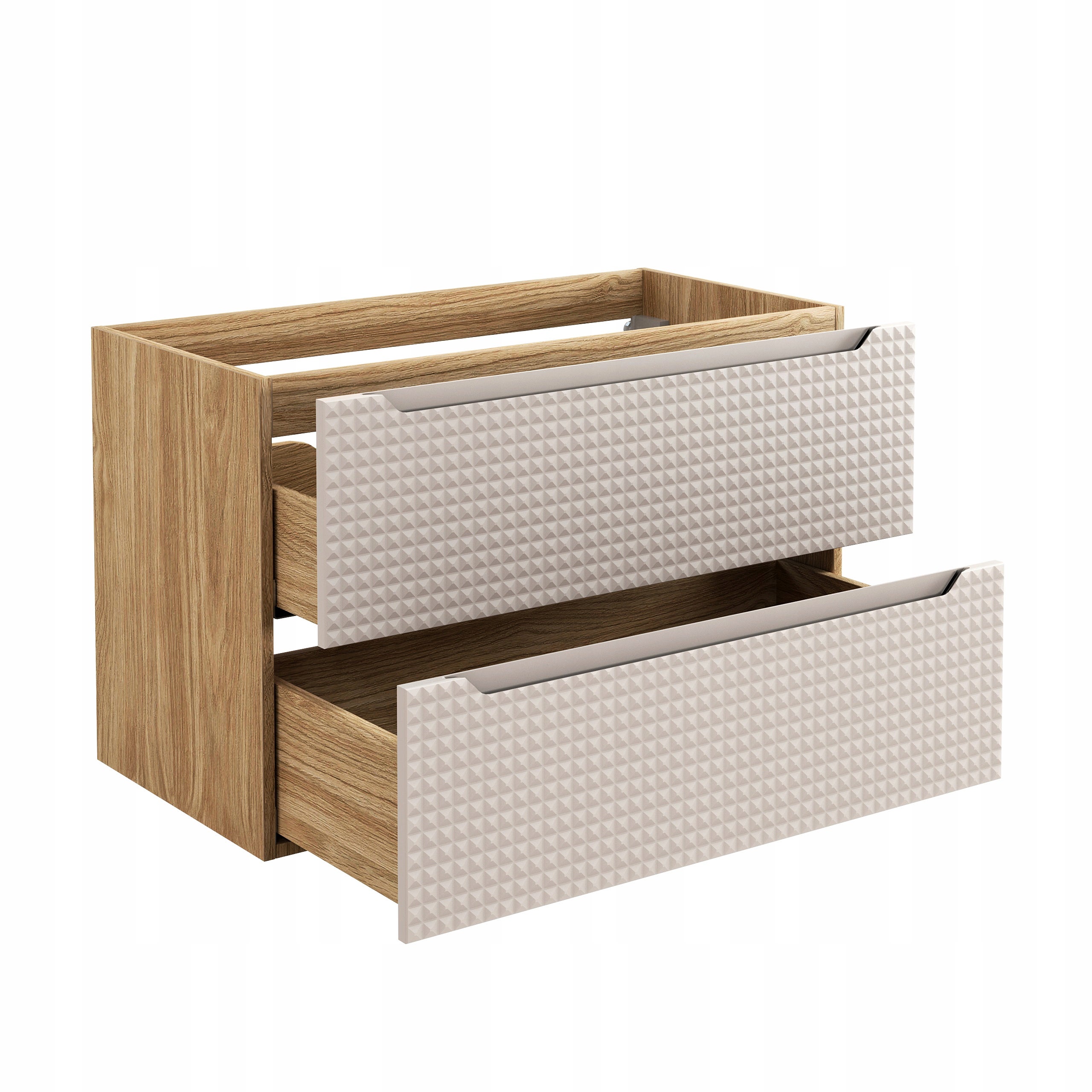 Szafka łazienkowa LUXOR 90 cm beżowa dąb olejowany front 3D MDF z szufladami - 6
