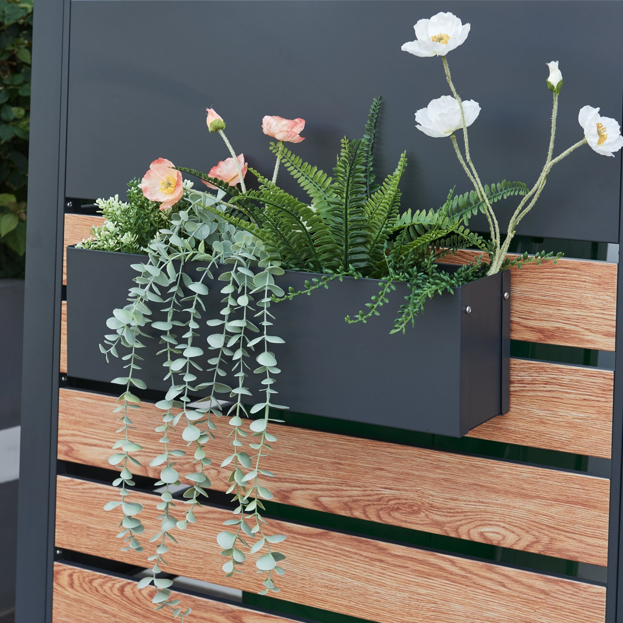 PAFEN 2in1 Set 2x Fioriere Da Balcone Fioriere Effetto Rattan 4x Colori Vaso Da Fiori (antracite - Foto 10