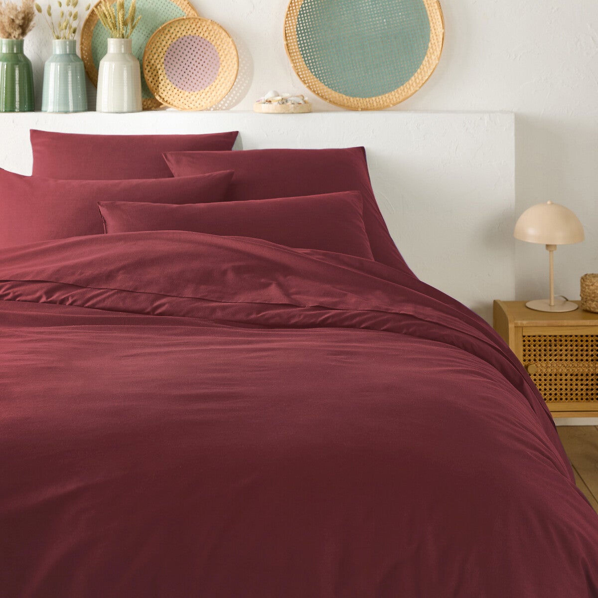 Housse de couette 140 x 200 unie rose fushia 100% Coton / 57 Fils/cm2