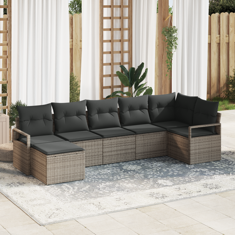 Zestaw Sof 7 pcs Szary polirattan vidaXL