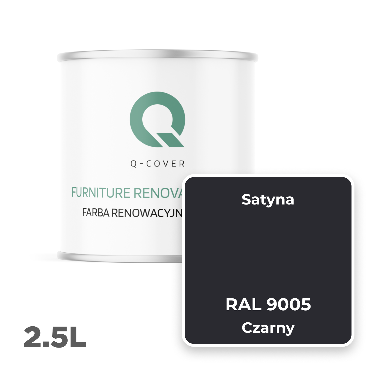 Farba Renowacyjna do Mebli Q-Cover Czarny RAL9005 Satyna 2.5L