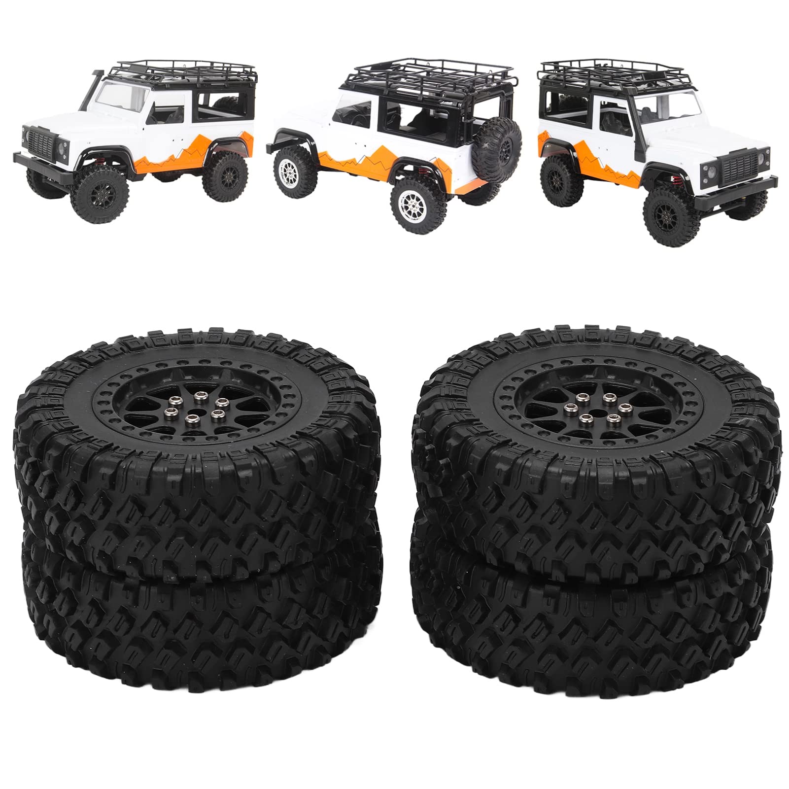 VGEBY Set 4 Pneumatici In Gomma Per Auto RC MN86 - Ricambio E Upgrade, Diametro 80mm, Nero