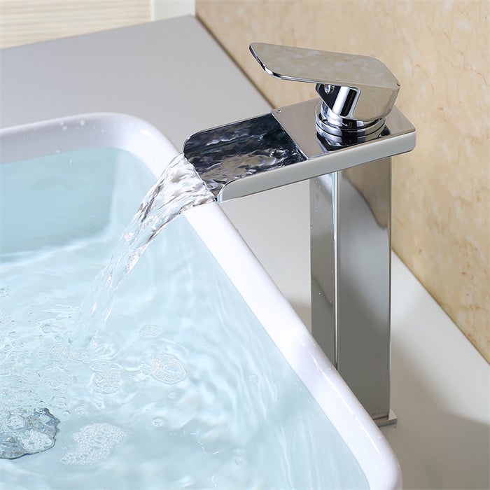 Robinet Salle de Bain Cascade Haut Mitigeur pour Vasque Chromé Robinet Design Moderne Corps en Acier Inox - 6