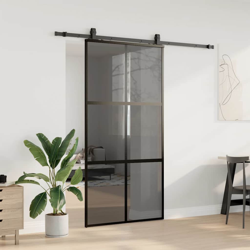 Puerta corredera herrajes negro 102,5x205 cm vidrio templado vidaXL - 4