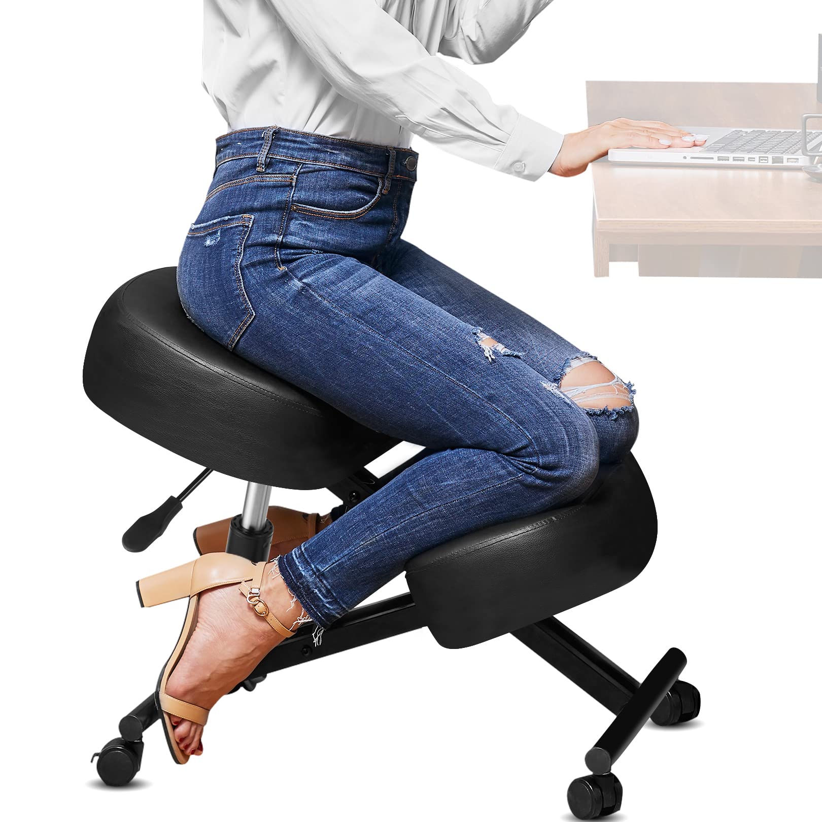 VEVOR SEDIA ERGONOMICA Inginocchiata Poggiaginocchia in PVC Sgabello