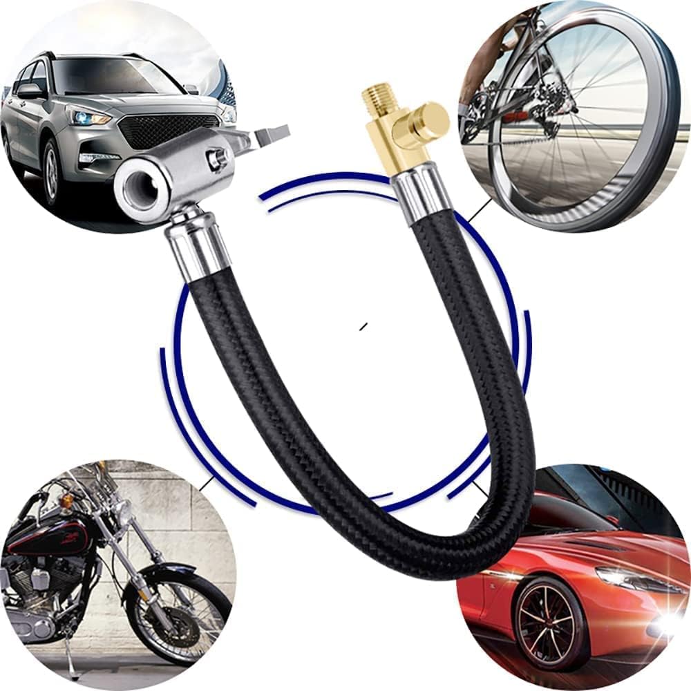 Wąż do pompowania opon samochodowych 20 cm - Adapter do pompowania opon - Wymienny wąż do pompowania opon - Do rowerów, motocykli, samochodów - 7