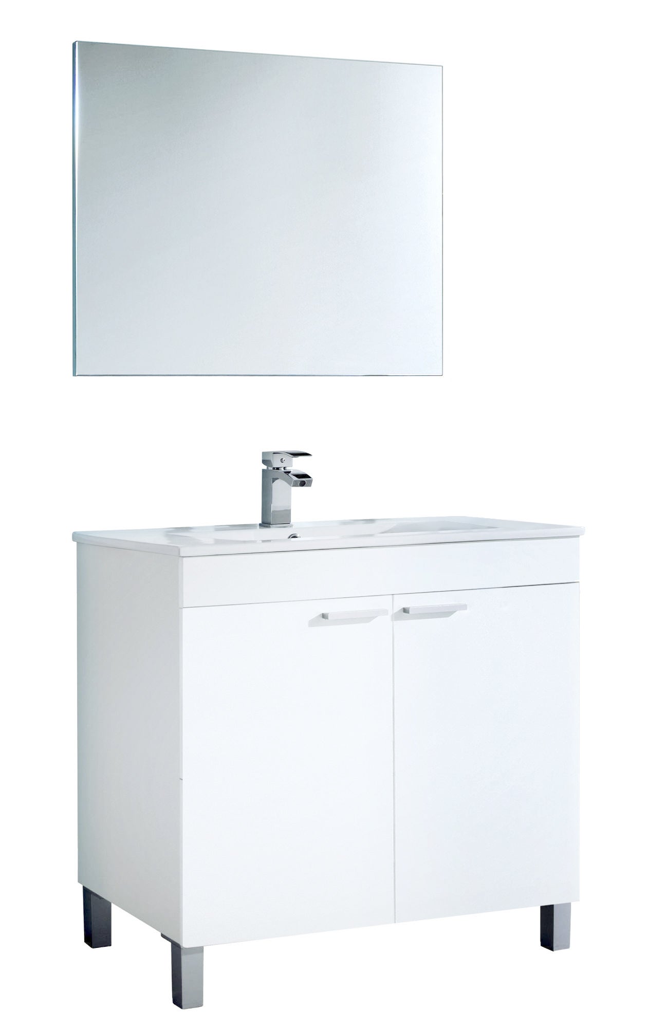 BAKAJI Mobile Sottolavabo Da Bagno Autoportante Bianco - 48x30x60 Cm Con 3 Ripiani E 2 Ante - Armadietto Contenitore In Legno Per Organizzare Asciugamani E Cosmetici - 2