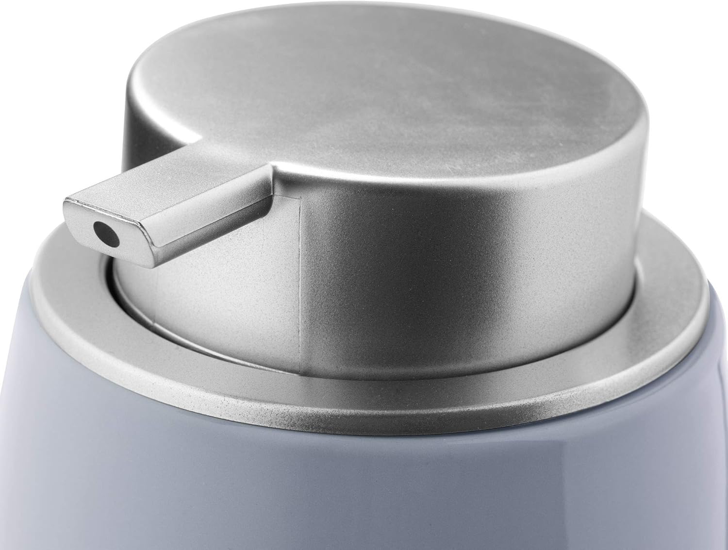 Distributore di sapone in ceramica, distributore di sapone con pompa in plastica, distributore di sapone liquido, superficie liscia, rotondo (grigio) - 5