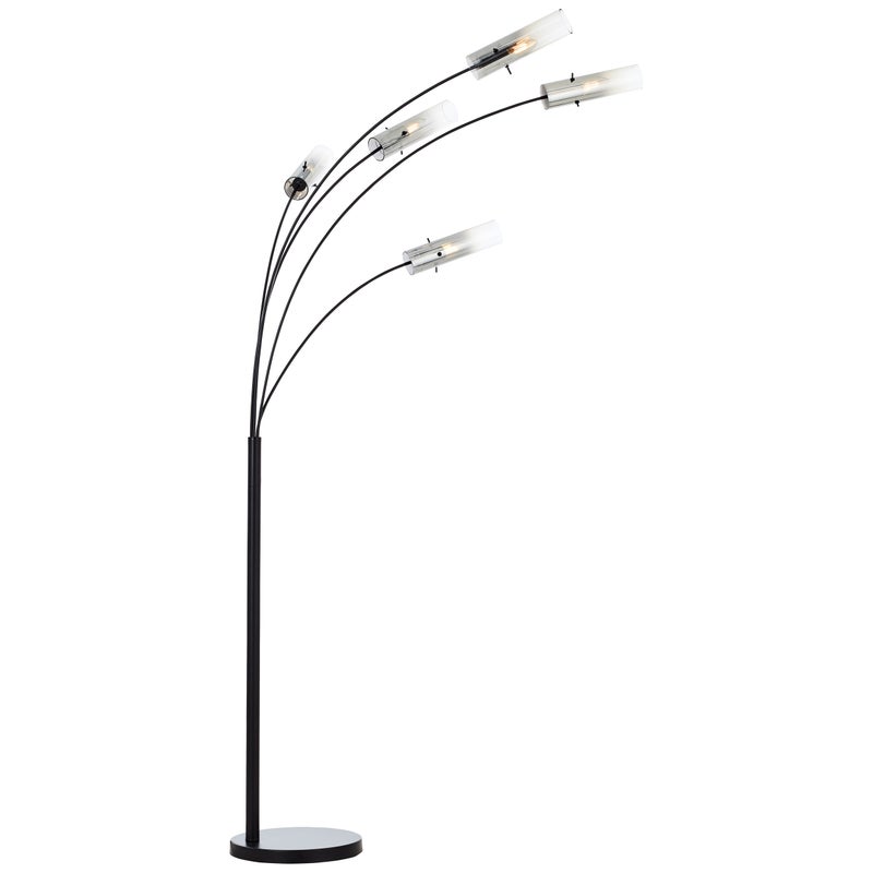 Brilliant Lamp Glasini lampa podłogowa 5 żarówek czarny mat/dymione szkło czarny 5x C35, E14, 25 W