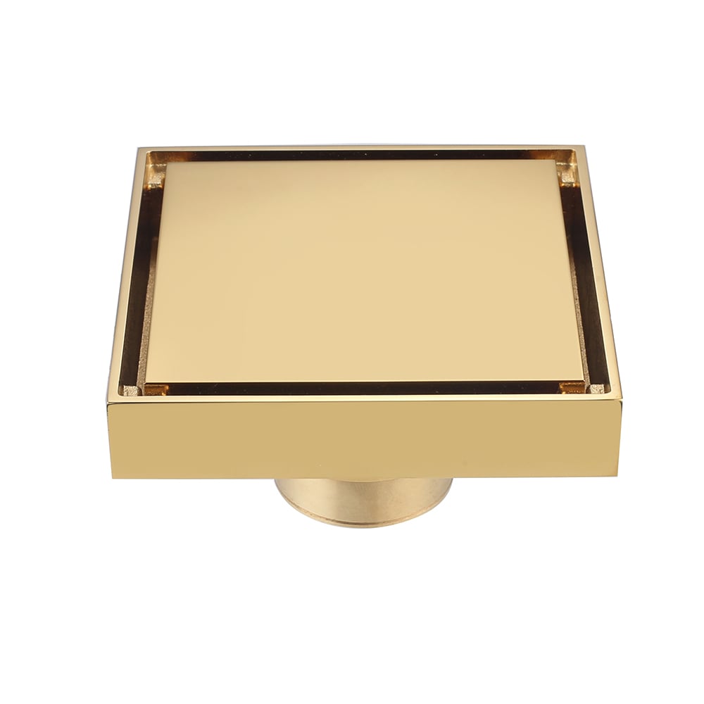 Siphon de sol carré - Doré brossé - 4