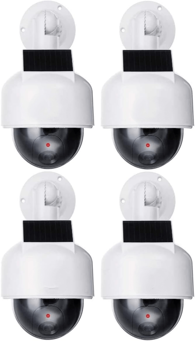 Caméra dôme factice professionnelle à énergie solaire haute vitesse, avec objectif et lumière LED rouge, 4 pièces