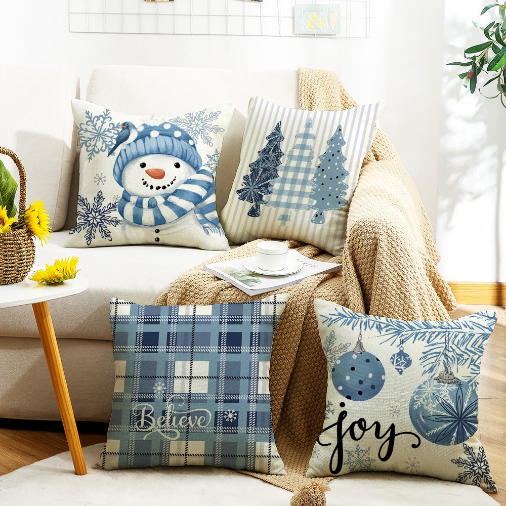 4 Pcs Housse Coussin Noel 45x45,Coussin Décoratif En Lin Housse D'Oreiller Noël,Taies D'Oreiller De Noël Avec Motifs De Motifs De Décoration D'Arbre | Leroy Merlin