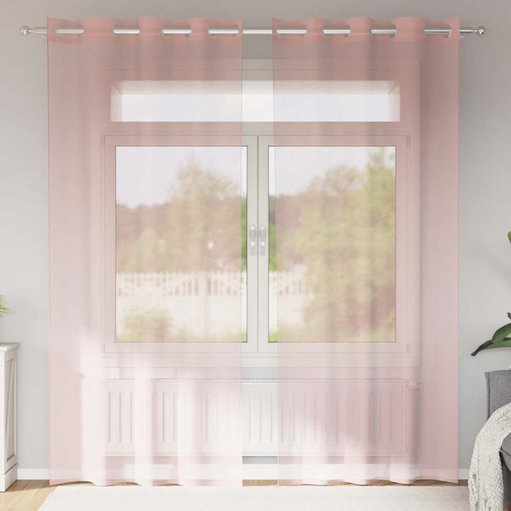 Zasłony woalowe z przelotkami 2 szt. Różowe 140x225 cm vidaXL