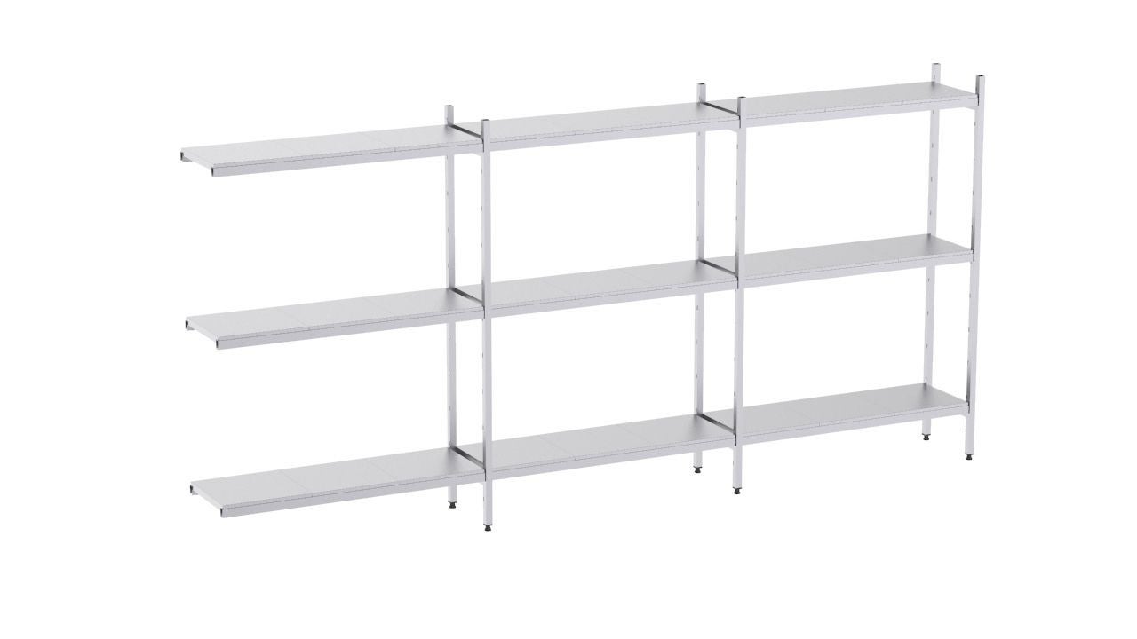 Rayonnage aluminium angle 4970x370 2000 3 niveaux- DISTFORM - EAA00372 main image 1
