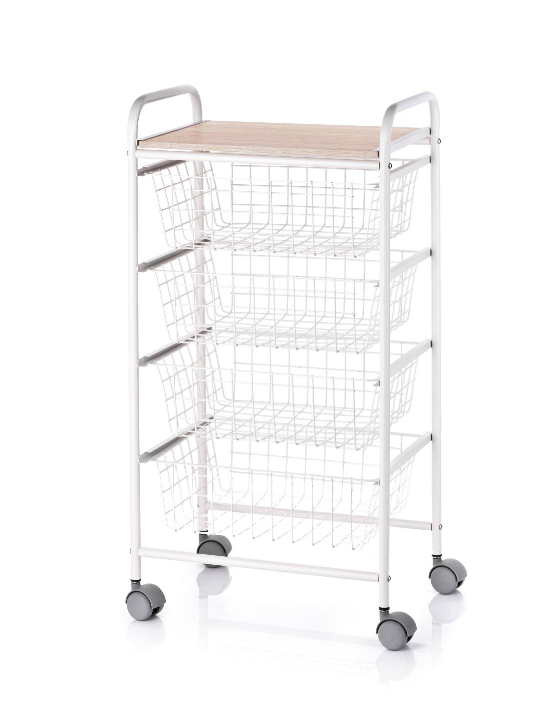 Don Hierro Carrito De Cocina, Carrito De Almacenamiento Fiesta, 4 Cestas De Gran Capacidad, -Haya Blanco , Leroy Merlin